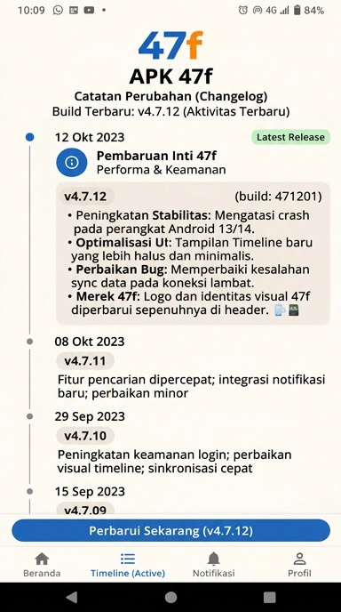 Riwayat Versi 47f untuk Pengguna Android