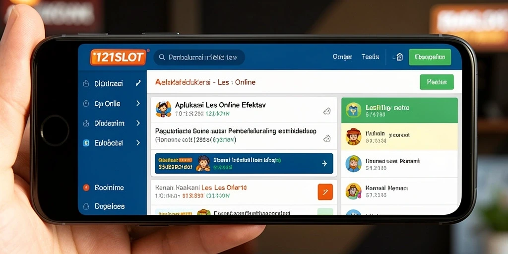Antarmuka pengguna 1121SLOT untuk Les Online yang interaktif.