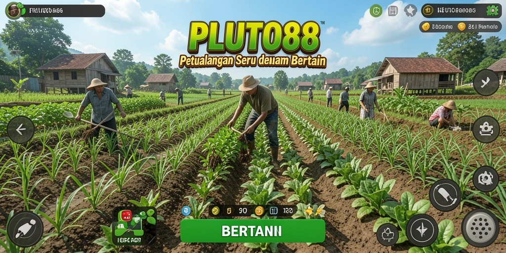 Antarmuka PLUTO88 menampilkan pengalaman bertani yang menarik dan interaktif.