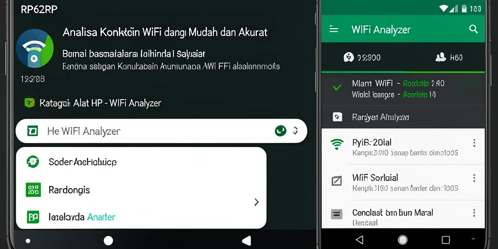 Antarmuka pengguna RP62RP menampilkan analisis jaringan WiFi secara jelas.